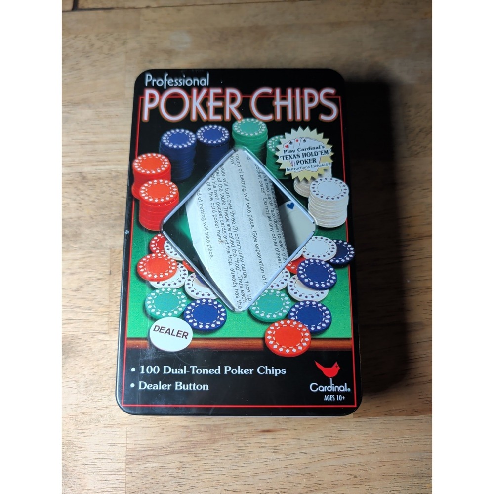 Poker Chips  Professional  Dual Toned Set Of 100 Total W Dealer Chip By Cardinal
